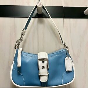 ***SOLD*** Coach Mini Hampton 7542 Blue and White Y2K Baguette Bag